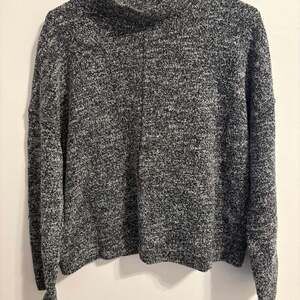 Madewell Cotton Marled Knit Cotton Mock Neck Pullover Sweater Heather White